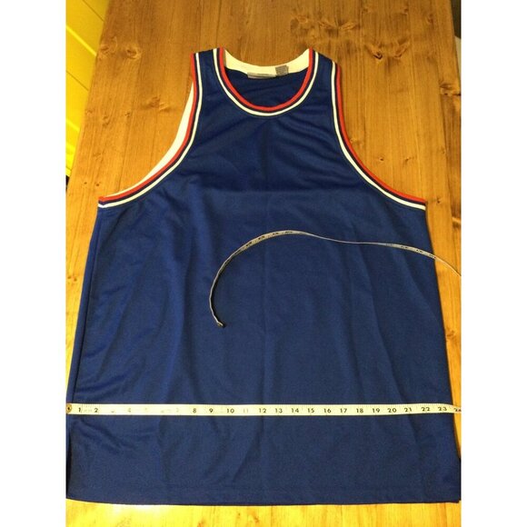 Vintage Regal Wear Blank Blue Basketball Jersey Red & White Trim Size L - Picture 8 of 8